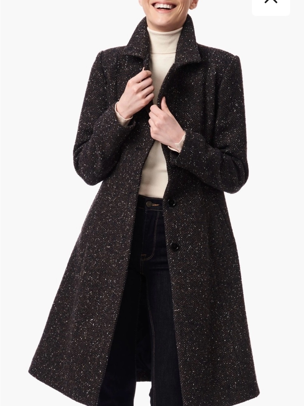 Bernardo Herringbone Belted Trench Coat